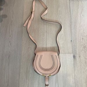 - Chloe Mini Saddle Bag- Leather-Blush color